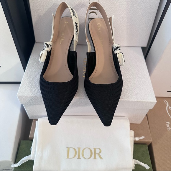 ‼️SOLD‼️Christian Dior J’ADIOR Slingback pump black heels technical fabric black - Picture 4 of 10